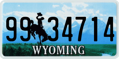 WY license plate 9934714