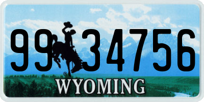 WY license plate 9934756
