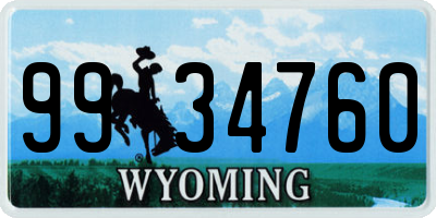 WY license plate 9934760