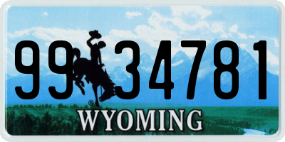 WY license plate 9934781