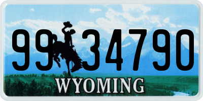WY license plate 9934790