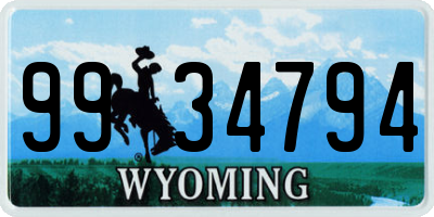 WY license plate 9934794