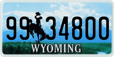WY license plate 9934800