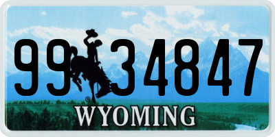WY license plate 9934847