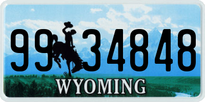 WY license plate 9934848