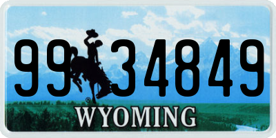WY license plate 9934849