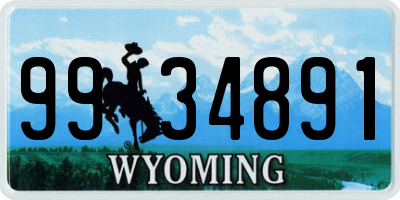 WY license plate 9934891