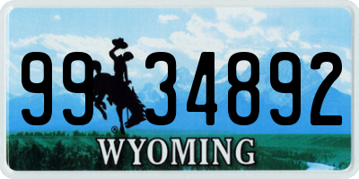 WY license plate 9934892
