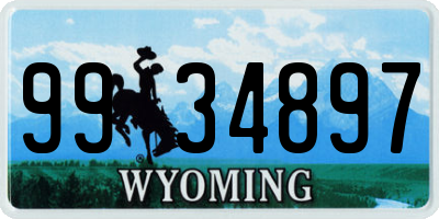 WY license plate 9934897