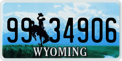 WY license plate 9934906