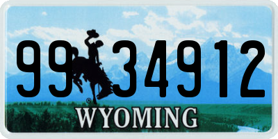 WY license plate 9934912