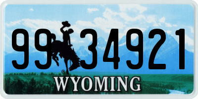 WY license plate 9934921