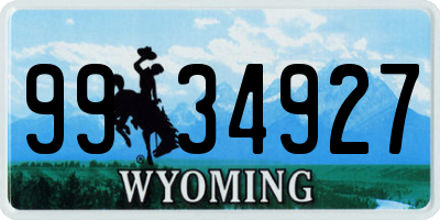 WY license plate 9934927