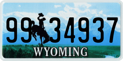 WY license plate 9934937