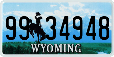 WY license plate 9934948