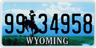 WY license plate 9934958