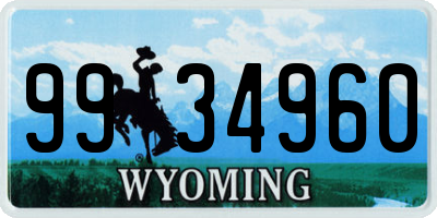 WY license plate 9934960