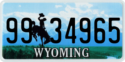 WY license plate 9934965