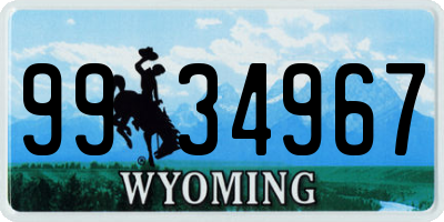 WY license plate 9934967
