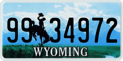 WY license plate 9934972