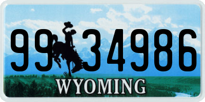 WY license plate 9934986