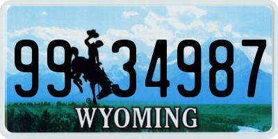WY license plate 9934987