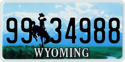 WY license plate 9934988