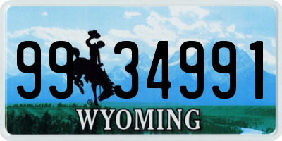 WY license plate 9934991