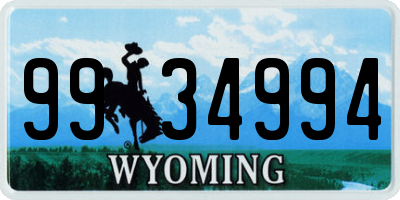 WY license plate 9934994
