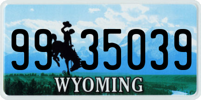 WY license plate 9935039