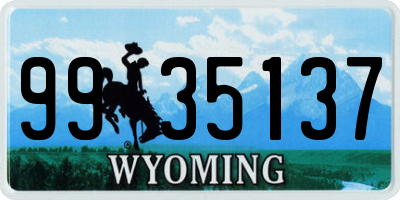 WY license plate 9935137
