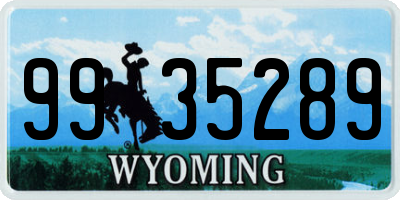 WY license plate 9935289