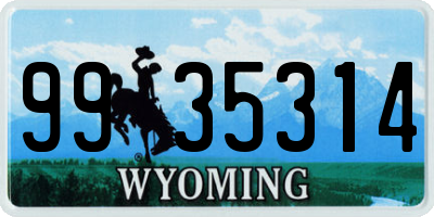 WY license plate 9935314