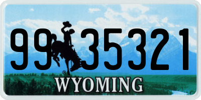 WY license plate 9935321