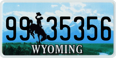 WY license plate 9935356
