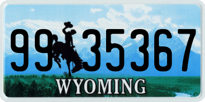 WY license plate 9935367
