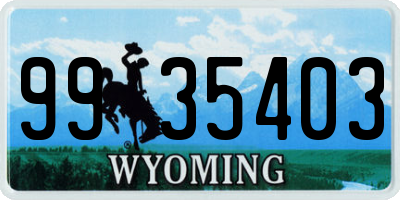 WY license plate 9935403