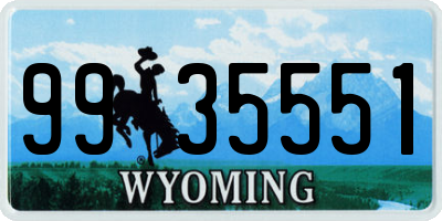 WY license plate 9935551