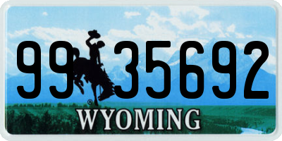 WY license plate 9935692
