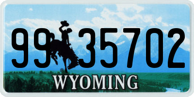 WY license plate 9935702