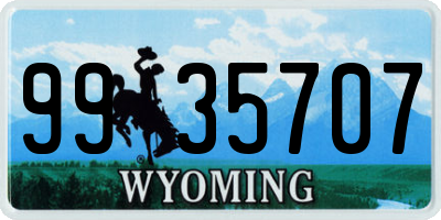WY license plate 9935707