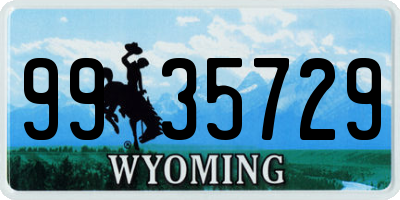 WY license plate 9935729