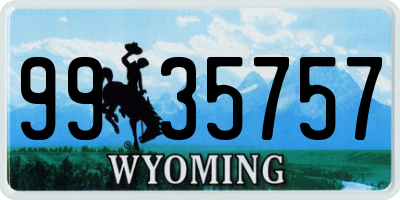WY license plate 9935757