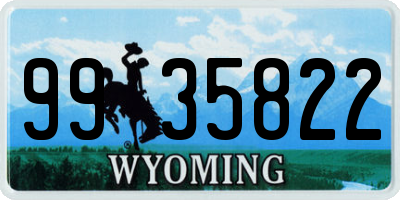 WY license plate 9935822
