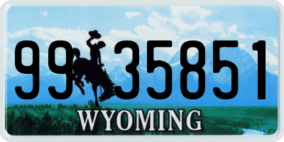 WY license plate 9935851