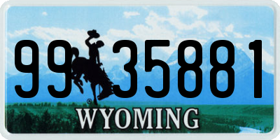 WY license plate 9935881