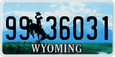 WY license plate 9936031