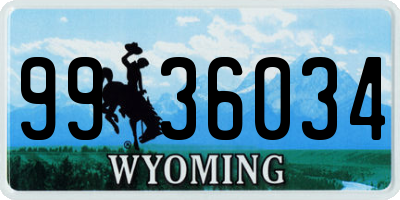 WY license plate 9936034