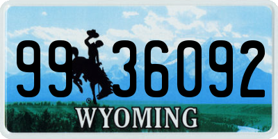 WY license plate 9936092