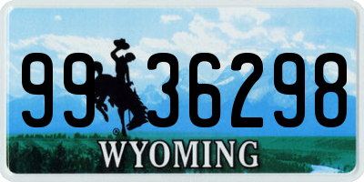 WY license plate 9936298